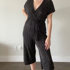Plisse polka dot culotte jumpsuit